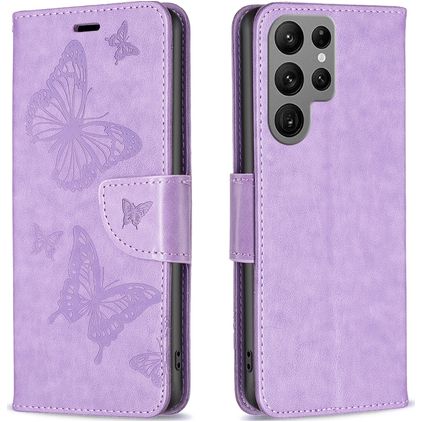 Mobigear Butterfly Samsung Galaxy S24 Ultra Hülle Klapphülle Geldbörse - Lila