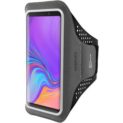 Mobiparts Comfort Fit Handyhalterung Joggen Samsung Galaxy A9 (2018) Sporthülle Neopren Sportarmband - Schwarz