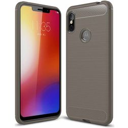 Mobigear Brushed Slim Motorola One Power Hülle Flexibles TPU Backcover - Grau
