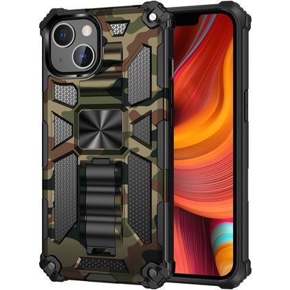 Mobigear Armor Stand iPhone 13 Hülle Hardcase Backcover Stoßfest mit Ständer - Grün