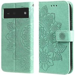 Mobigear Flowers Google Pixel 6 Hülle Klapphülle Geldbörse - Grün