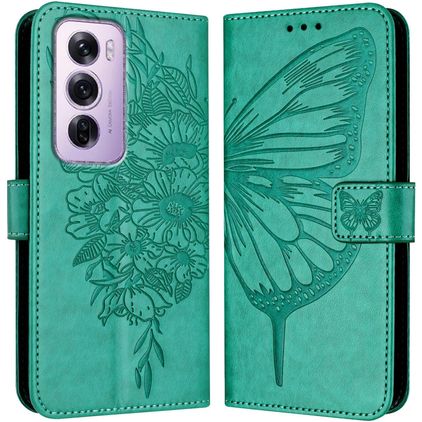 Mobigear Butterfly OPPO Reno 12 Pro Hülle Klapphülle Geldbörse - Grün