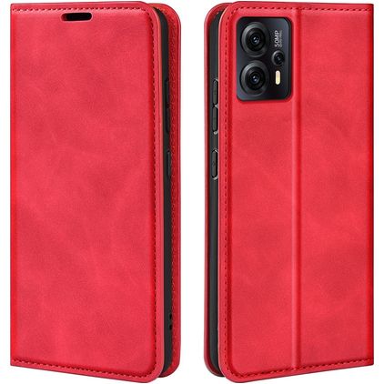 Mobigear Retro Slim Motorola Moto E13 Hülle Klapphülle Geldbörse - Rot