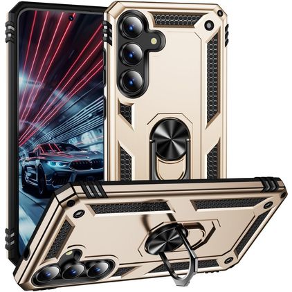 Mobigear Armor ring Samsung Galaxy S25 FE Hardcase Backcover Shockproof mit Ringhalter - Gold