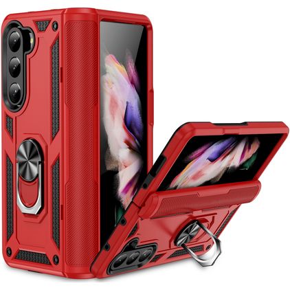 Mobigear Armor Ring Samsung Galaxy Z Fold 5 Hülle Hardcase Backcover Stoßfest mit Ringhalter - Rot
