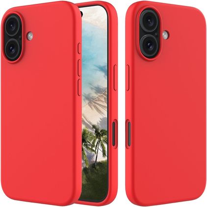 Mobigear Rubber Touch iPhone 16 Silikon Hülle Backcover - Rot
