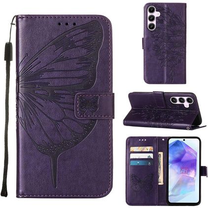 Mobigear Butterfly Samsung Galaxy A55 Klapphülle Portemonnaie - Lila