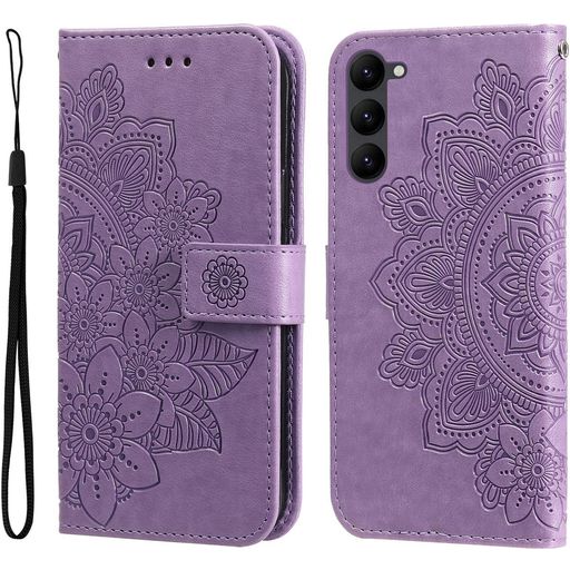 Mobigear Flowers Samsung Galaxy S23 Hülle Klapphülle Geldbörse - Lila