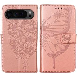 Mobigear Butterfly Google Pixel 9 Pro Hülle Klapphülle Geldbörse - Roségold