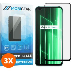 Mobigear Premium Realme X50 Panzerglas Gehärtetes Glas Displayschutz - Hüllenfreundlich - Schwarz (3er Pack)