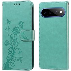 Mobigear Flowers Google Pixel 11 Pro XL Hülle Klapphülle Geldbörse - Grün