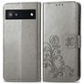 Mobigear Clover Google Pixel 6a Hülle Klapphülle Geldbörse - Grau
