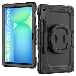 Mobilize Rotating Defender Samsung Galaxy Tab S10 FE Plus Hülle Kunststoff / Silikon Backcover + Schultergurt + Ständer - Schwarz