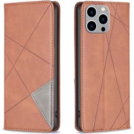 Mobigear Rhombus Slim iPhone 15 Pro Max Hülle Klapphülle - Braun