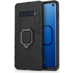 Mobigear Armor Ring Samsung Galaxy S10 Hülle Hardcase Backcover Stoßfest mit Ringhalter - Schwarz