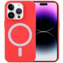 Mobigear Rubber Touch iPhone 15 Pro Max Silikon MagSafe Hülle Backcover - Rot