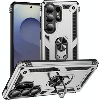 Mobigear Armor ring Samsung Galaxy S26 Ultra Hülle Hardcase Backcover Stoßfest mit Ringhalter - Silber