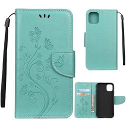 Mobigear Flowers iPhone 11 Pro Hülle Klapphülle Geldbörse - Türkis