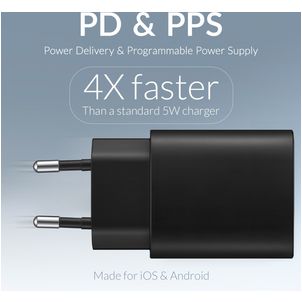 Mobigear Essentials Single USB-C Ladegerät USB-C 1 Meter Power Delivery 20W - Schwarz