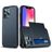Mobigear Card iPhone 13 Mini Hülle Hardcase Backcover Stoßfest mit Kartenhalter - Blau