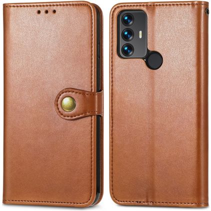 Mobigear Snap Button TCL 305 Hülle Klapphülle Geldbörse - Braun