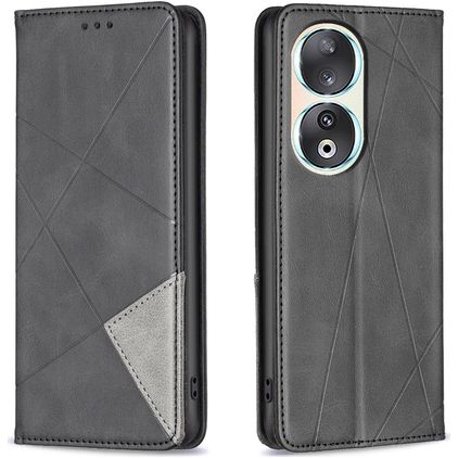 Mobigear Rhombus Slim HONOR 90 Hülle Klapphülle - Schwarz