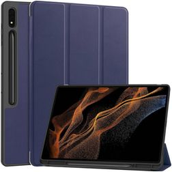 Mobigear Tri-Fold Gel Samsung Galaxy Tab S9 Ultra Hülle TPU,Kunstleder Klapphülle + Stifthalter - Dunkelblau