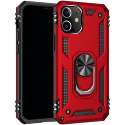 Mobigear Armor Ring iPhone 12 Mini Hülle Hardcase Backcover Stoßfest mit Ringhalter - Rot