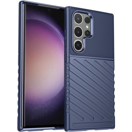 Mobigear Groove Samsung Galaxy S24 Ultra Hülle Flexibles TPU Backcover - Blau