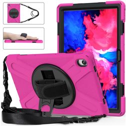 Mobigear SureGrip XGuard Lenovo Tab P11 Plus Gen 1 Hülle Kunststoff,Silikon Backcover + Schulterträger + Ständer - Pink
