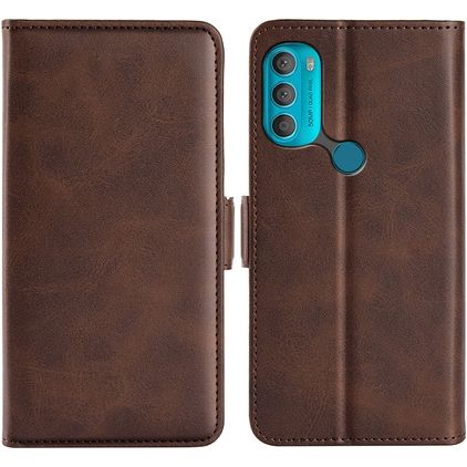 Mobigear Slim Magnet Motorola Moto G71 5G Hülle Klapphülle Geldbörse - Braun