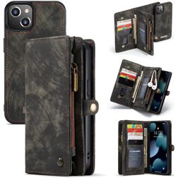 Caseme 008 iPhone 13 Hülle Abnehmbare 2in1 Klapphülle Geldbörse - Schwarz