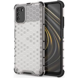 Mobigear Honeycomb POCO M3 Hülle Hardcase Backcover Stoßfest - Weiß