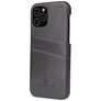 Fierre Shann Premium Card iPhone 12 Hülle Backcover mit Kartenhalter - Grau