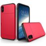 Mobigear Card iPhone XS Hülle Hardcase Backcover Stoßfest mit Kartenhalter - Rot