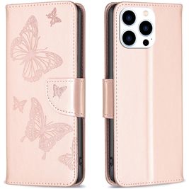 Mobigear Butterfly iPhone 16 Pro Hülle Klapphülle Geldbörse - Roségold