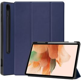 Mobigear Tri-Fold Gel Samsung Galaxy Tab S7 FE Hülle TPU,Kunstleder Klapphülle + Stifthalter - Dunkelblau