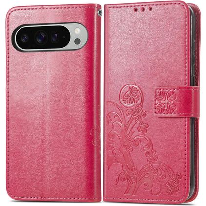 Mobigear Clover Google Pixel 9 Pro XL Hülle Klapphülle Geldbörse - Rot