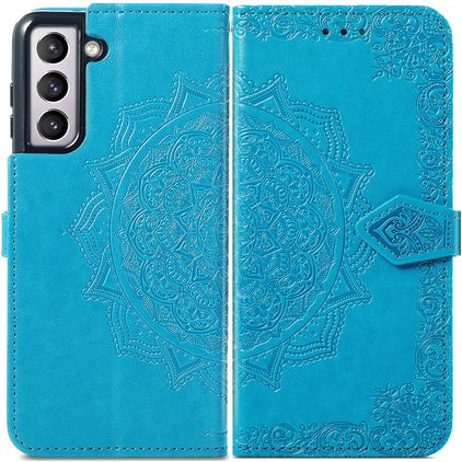 Mobigear Mandala Samsung Galaxy S21 FE Hülle Klapphülle Geldbörse - Blau