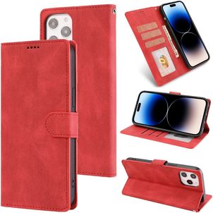 Mobigear Wallet iPhone 14 Pro Max Hülle Klapphülle Geldbörse - Rot