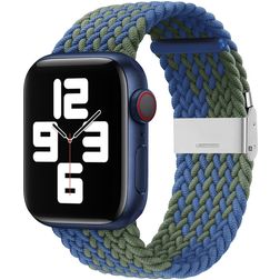 Mobigear Braided Nylon Apple Watch Armband Klappschließe - 42/41/40/38 mm - Blau / Grün