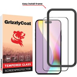 GrizzlyCoat Easy Fit iPhone 15 Plus Panzerglas Gehärtetes Glas Displayschutz - Hüllenfreundlich + Applikator - Schwarz