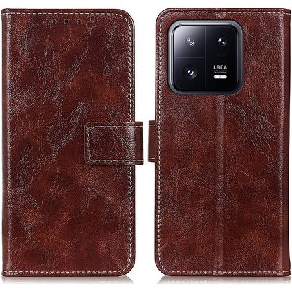 Mobigear Basic Xiaomi 13 Hülle Klapphülle Geldbörse - Braun