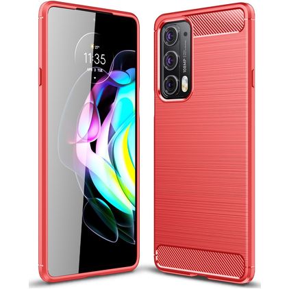 Mobigear Brushed Slim Motorola Edge 20 Hülle Flexibles TPU Backcover - Rot