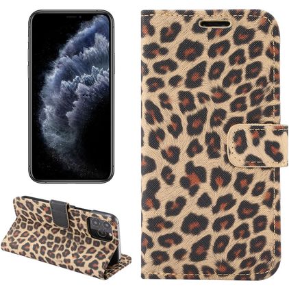 Mobigear Leopard iPhone 13 Mini Klapphülle Portemonnaie - Gelb