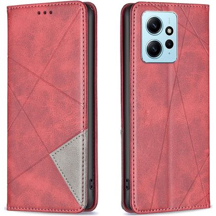 Mobigear Rhombus Slim Xiaomi Redmi Note 12 Hülle Klapphülle - Rot