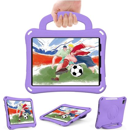 Mobigear Football iPad Air 11 Zoll (2025) Hülle EVA Schaum Backcover + Schulterträger + Ständer - Lila