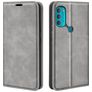 Mobigear Retro Slim Motorola Moto G71 5G Hülle Klapphülle Geldbörse - Grau