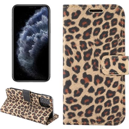 Mobigear Leopard iPhone 12 Pro Hülle Klapphülle Geldbörse - Gelb