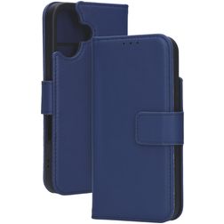 Mobiparts Wallet iPhone 16 MagSafe Hülle Echtes Leder Klapphülle Geldbörse - Blau